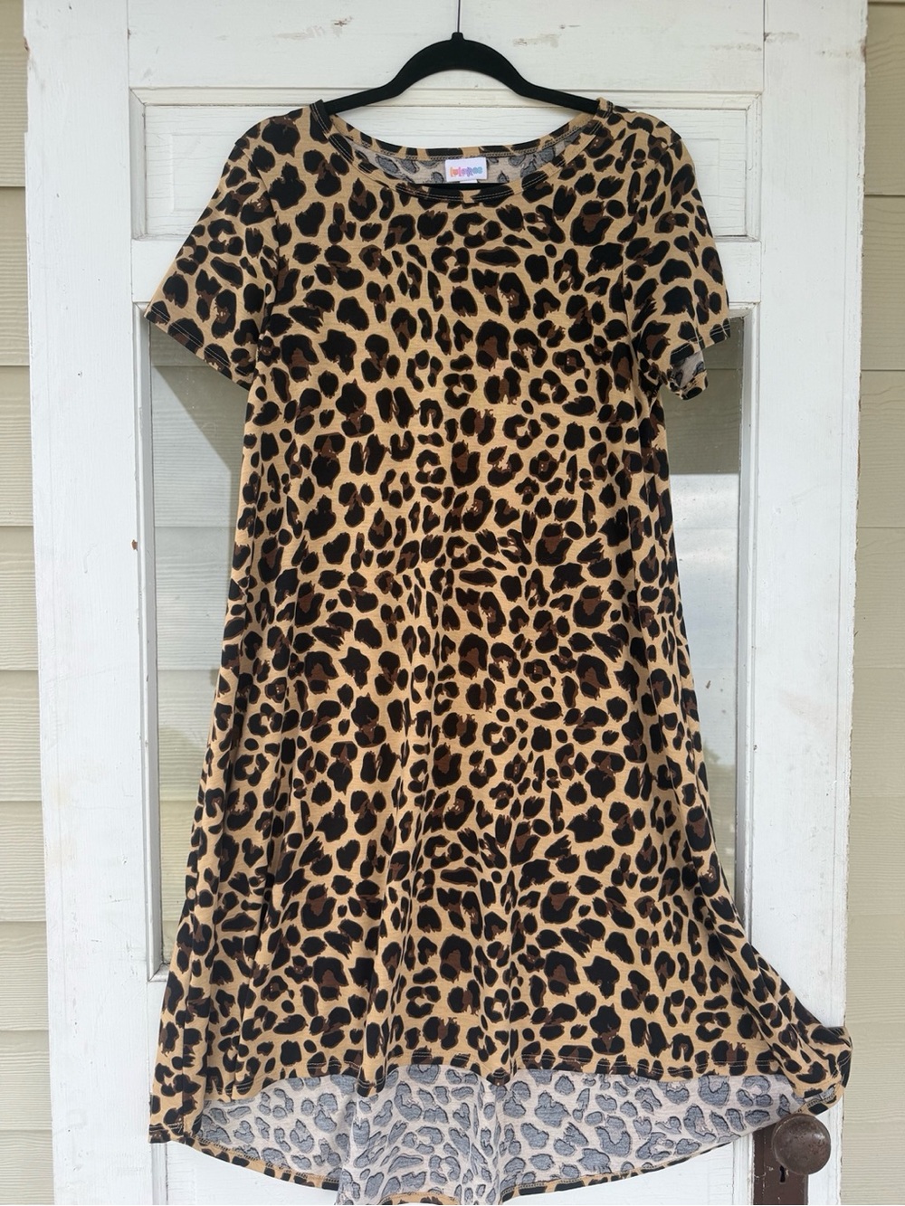 LuLaRoe Tan and Black Leopard High-Low Dress